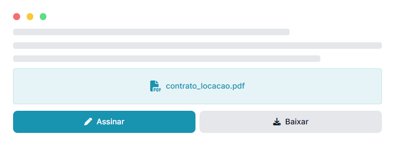 Preview da interface de documento Assinar documentos
