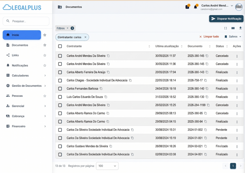 Preview da Dashboard App LegalPlus